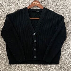 Jenni Kayne Cropped Cocoon Cashmere Cardigan in Black